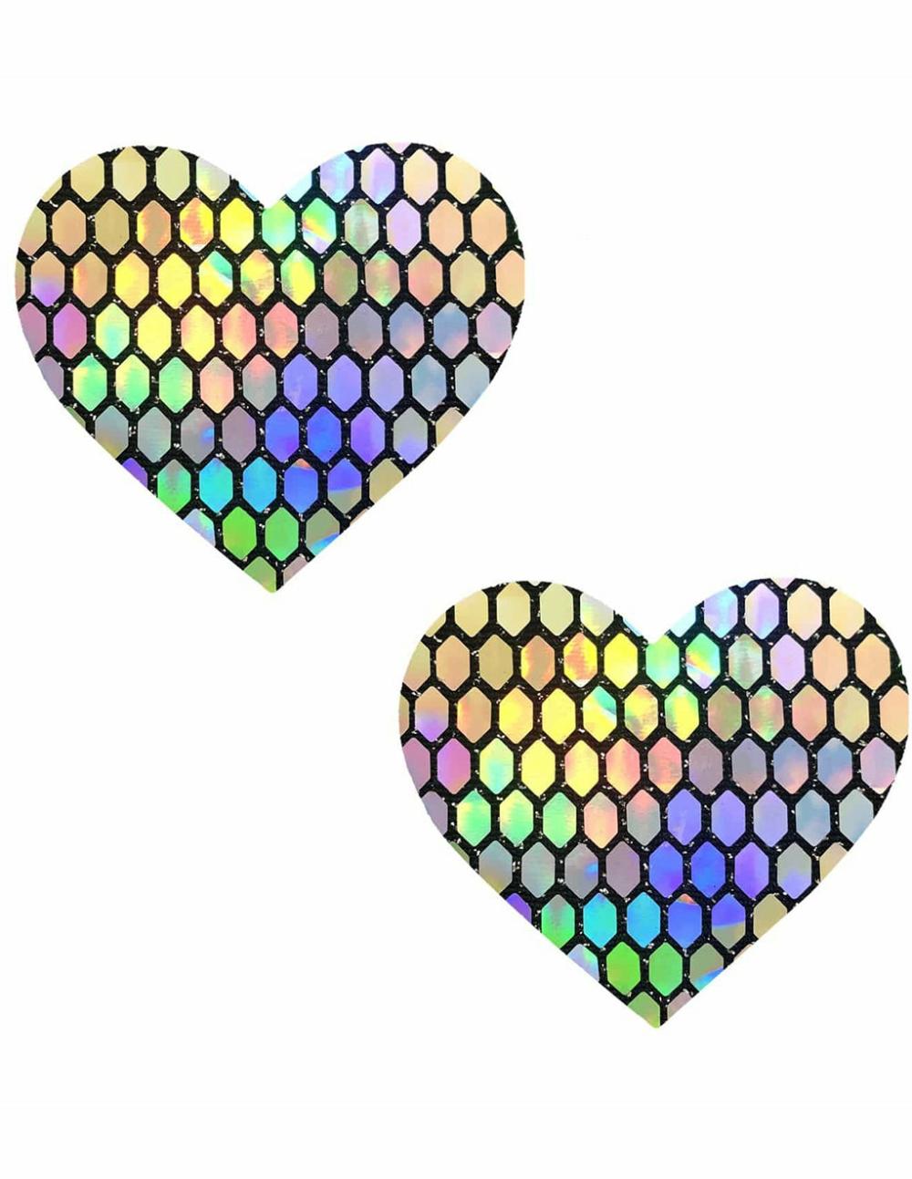 Pasties | Net Holographic Heart Pasties Lingerie Pasties