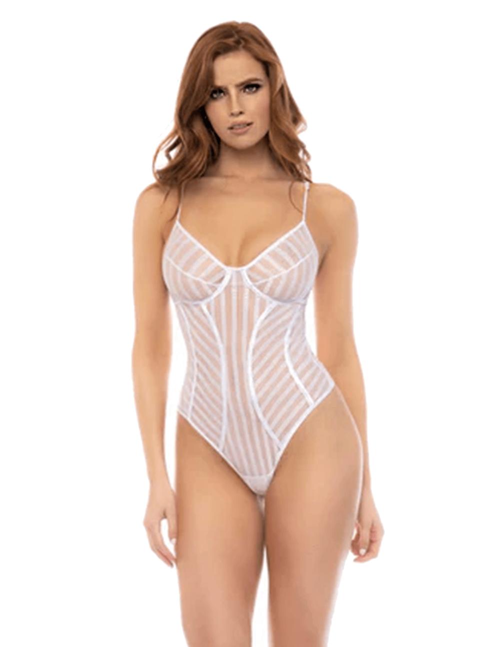 Teddies | Emery Sheer Mesh Striped Teddy Lingerie Teddies