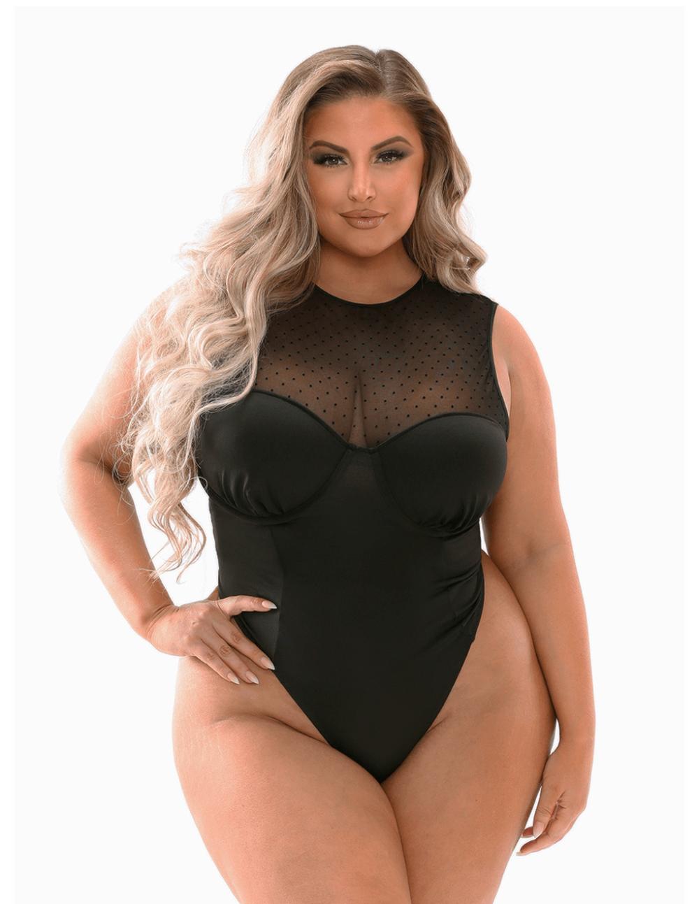 Teddies | Raven High Neck Molded Cup Bodysuit Lingerie Black